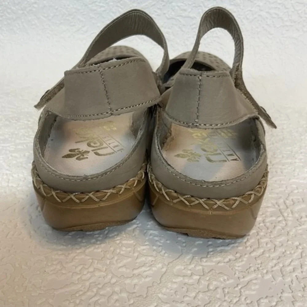 Rieker Tan‎ Closed Toe Slingback Perforated Mary Jane Sandals Women 41/US10-10.5